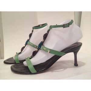 Baldinini strappy sandals embellished green 39 9